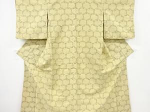 アンティーク　竹笹模様織り出し　手織り真綿紬着物